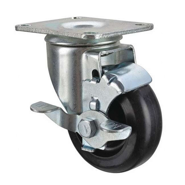 Swivel Plate Caster w/Brake,350 lb,Plate Type B