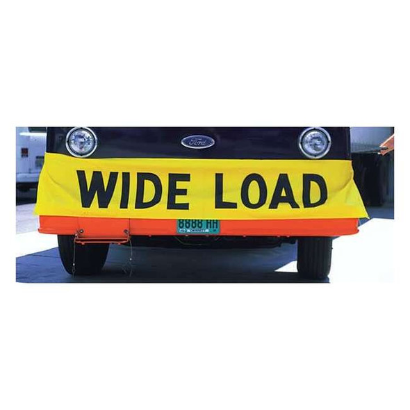 Wide Load Banner, Vinyl, 18 in Height, Black/Yellow