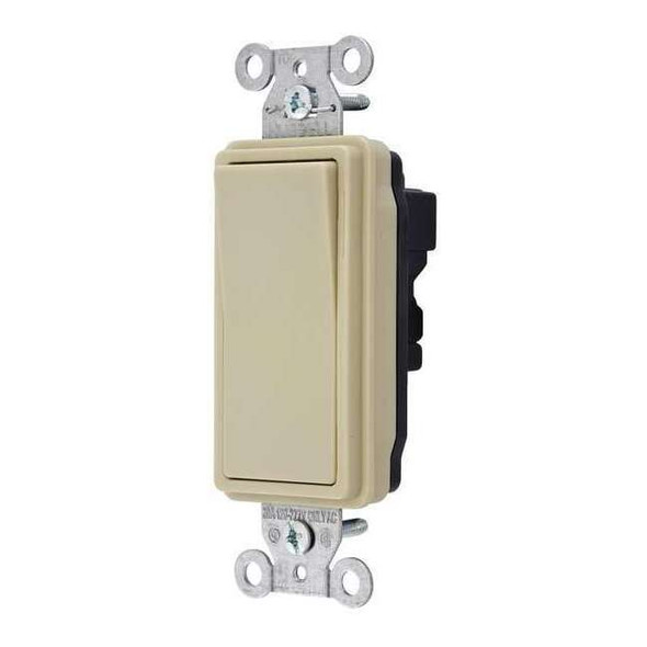 Hubbell Wiring Device-Kellems Wall Switch, Rocker, 20 A, Ivory SNAP2121I