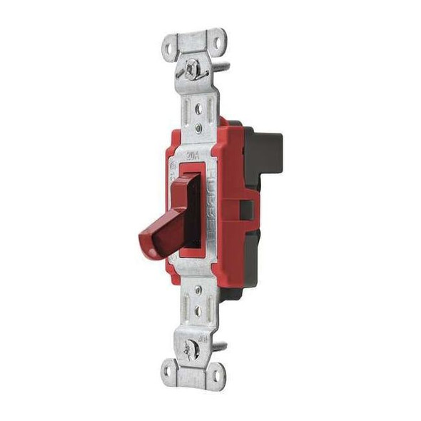 Hubbell Wiring Device-Kellems Wall Switch, Toggle, 20 A, Red SNAP1221R