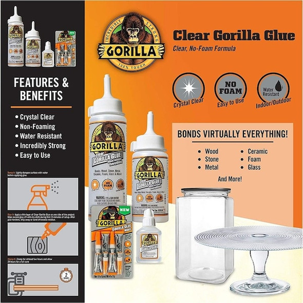 Gorilla Glue Hot Melt Adhesive, Amber, 24 hr Full Cure, 3.75 oz, Bottle 4537502