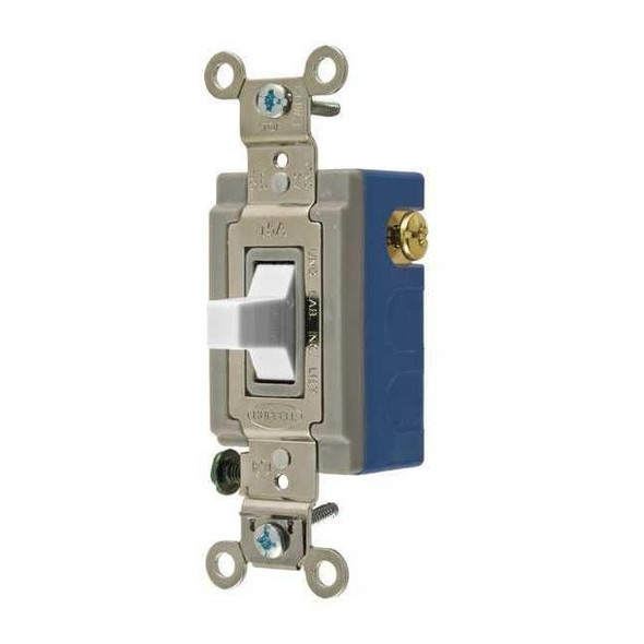 Hubbell Wiring Device-Kellems Wall Switch,1 HP,3-Position, Center Off HBL1556W