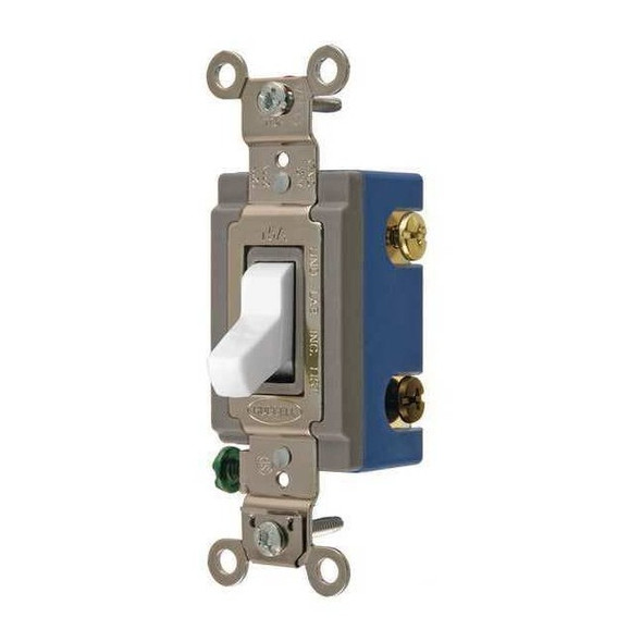 Hubbell Wiring Device-Kellems Wall Switch,White,1/2 HP,3-Way Switch HBL1203W