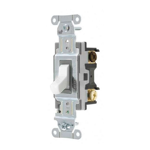Hubbell Wiring Device-Kellems Wall Switch,20A,White,1 HP,3-Way Switch CSB320W