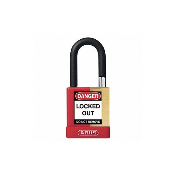 Keyed Padlock, Open, Rectangular Steel Body, Hardened Steel Shackle, 3/4 in W