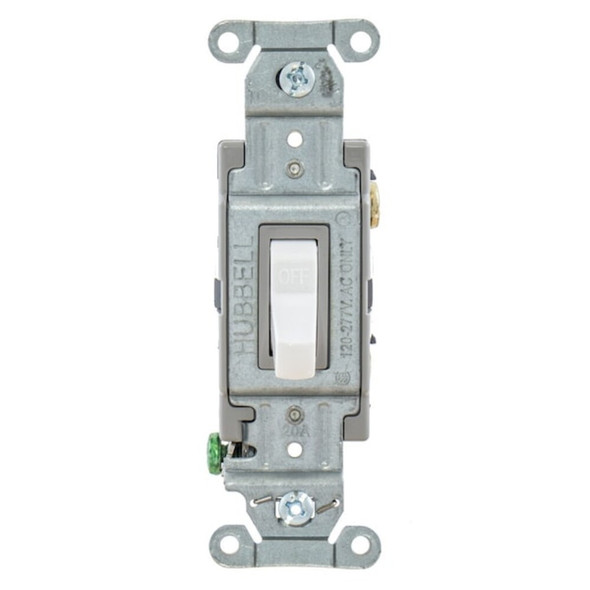 Hubbell Wiring Device-Kellems Wall Switch,15A,Wht,1-2 HP,1-Pole Switch CSB115W