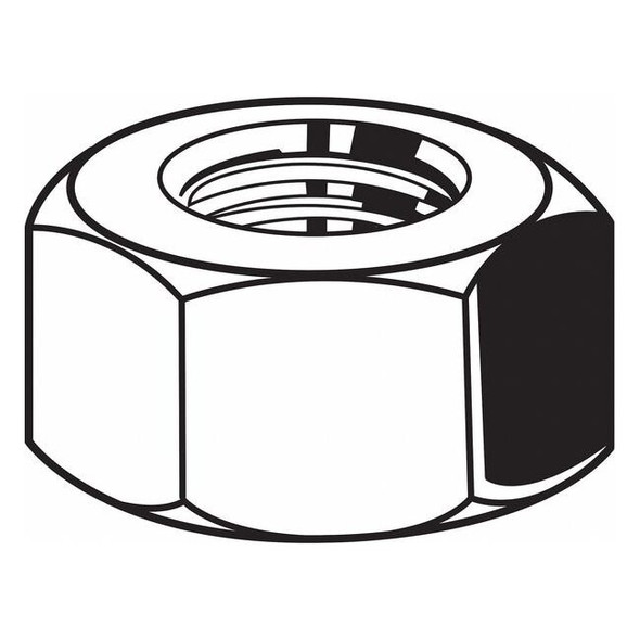 Hex Nut, 1-1/8"-12, Steel, Grade 5, Zinc Plated, 31/32 in Ht, 5 PK