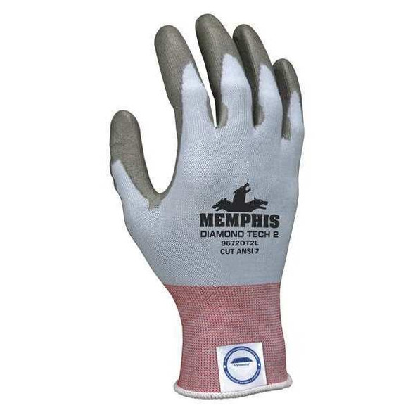 Mcr Safety Cut-Resistant Coated Gloves, Cut Level A2 ,Dipped ,Polyurethane ,Smooth ,L 1 PR 9672DT2L
