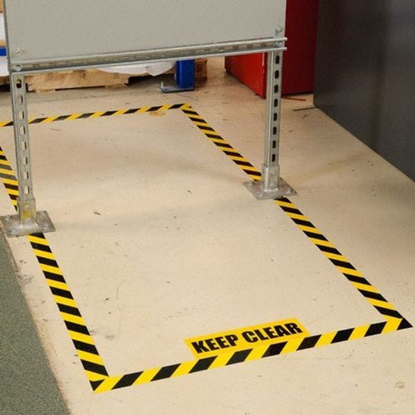 Brady Floor Marking Tape, Polyester, No Legend, Black, Yellow, 4 in W., 8 mil Thickness 104377