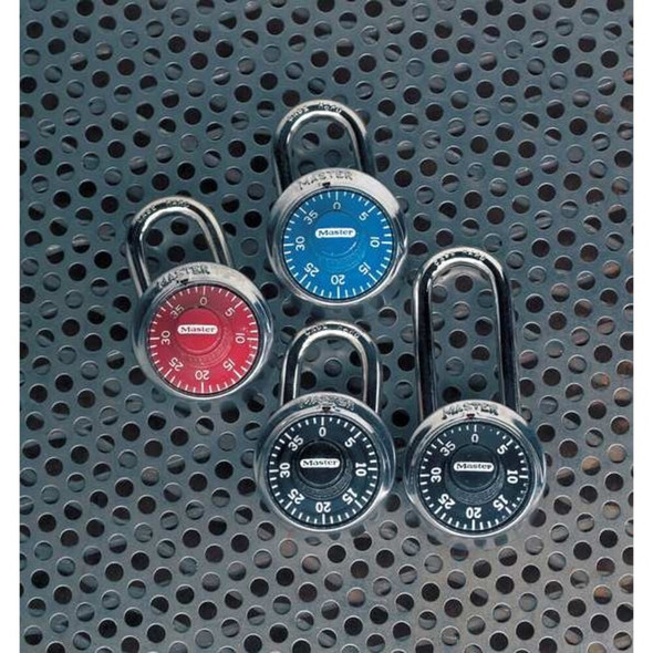 Master Lock Combination Padlock, Center, Red-Silver 1504D