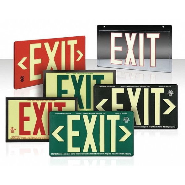 Manufacturer Varies Exit Sign, Plastic, 15-3/8" W, 8-3/4" H, Exit (Double Arrows), White GRAN4735