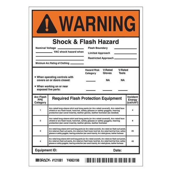 Brady Permanent Adhesive Label,7x5in,Vinyl,PK5 121081
