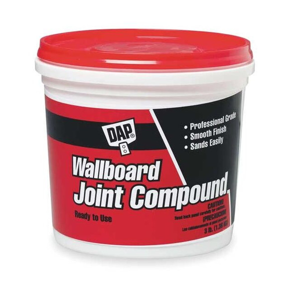 Dap Wallboard Joint Compound, 3 lb, Tub, White, Wallboard 10100