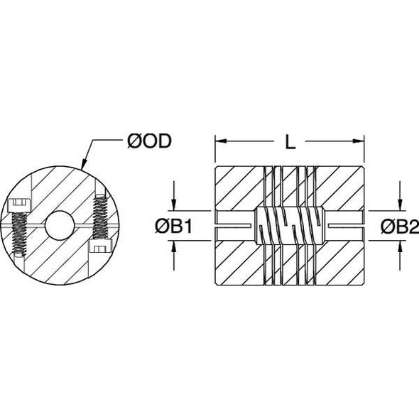 Ruland Coupling,4 Beam Clamp,Bore 3/8 x 3/8 In PCR16-6-6-A