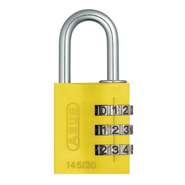 Abus Combination Padlock, Side, Black/Silver 145/30 Yellow