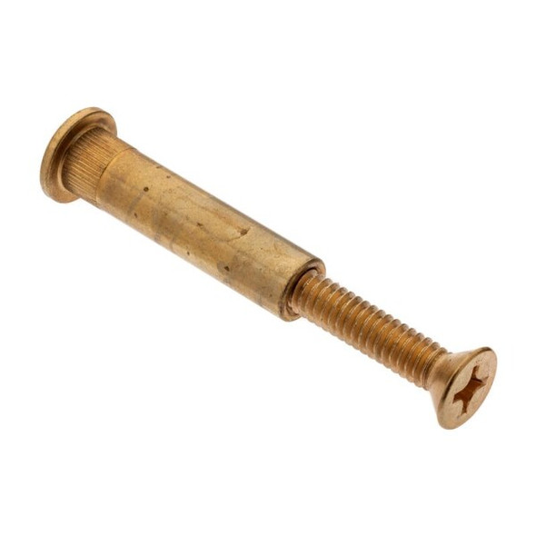 Arch Barrel, 1/4"-20, 1 9/16 in Brl Lg, 3/8 in Brl Dia, Steel Brass-Plated