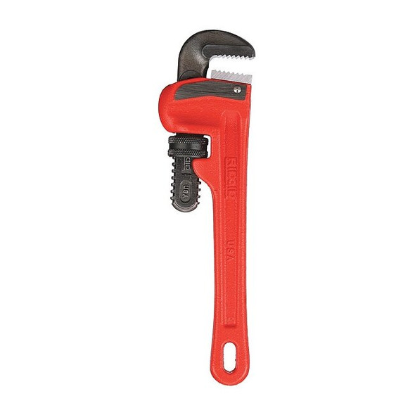 Ridgid 8" Heavy-Duty Straight Pipe Wrench, 1" Pipe Capacity, Red 31005