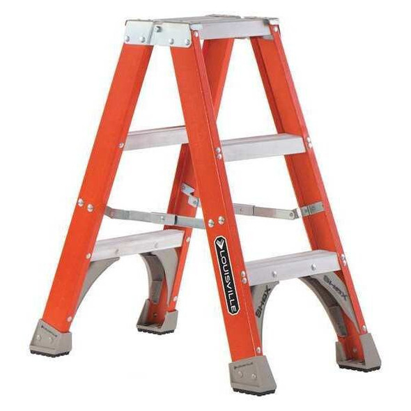 Louisville 3 ft Fiberglass Twin Stepladder, 300 lb Capacity FM1503