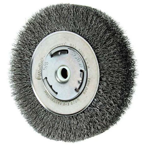 Weiler Crimped Wire Wheel Wire Brush, Arbor, 6" 93122