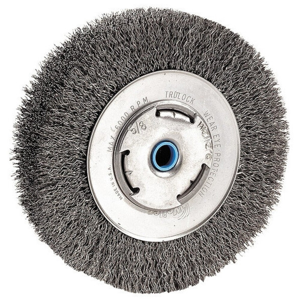 Weiler Crimped Wire Wheel Wire Brush, Arbor, 6" 93122