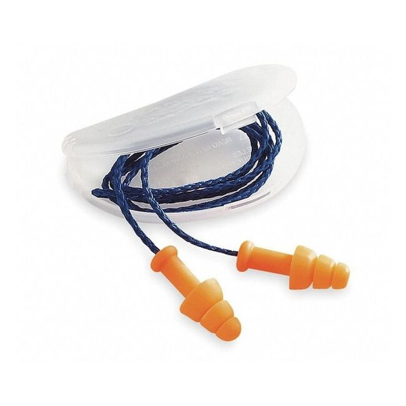 SmartFit Reusable Corded Ear Plugs, Flanged Shape, NRR 25 dB, Orange, 100PK