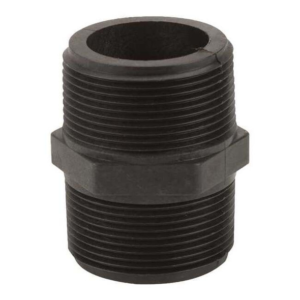 Hex Nipple, Polypropylene, 1-1/2", Schedule 80, 300 psi Max Pressure