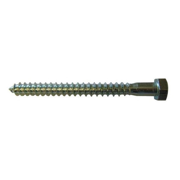 Lag Screw, 3/8 in, 1-1/4 in, Steel, Zinc Plated Hex External Hex Drive, 100 PK