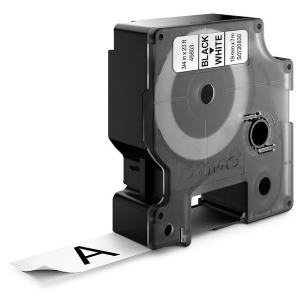 Dymo Adhesive Label Tape Cartridge 3-4" x 23 ft., Black-White 45803