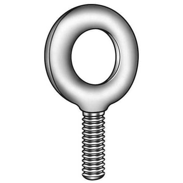 Eye Bolt Without Shoulder, 3/8"-16, 3 in Shank, 1 in ID, Steel, Zinc Plated