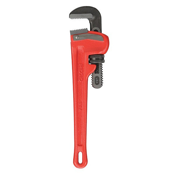 Ridgid 12" Heavy-Duty Straight Pipe Wrench, 2" Pipe Capacity, Red 31015