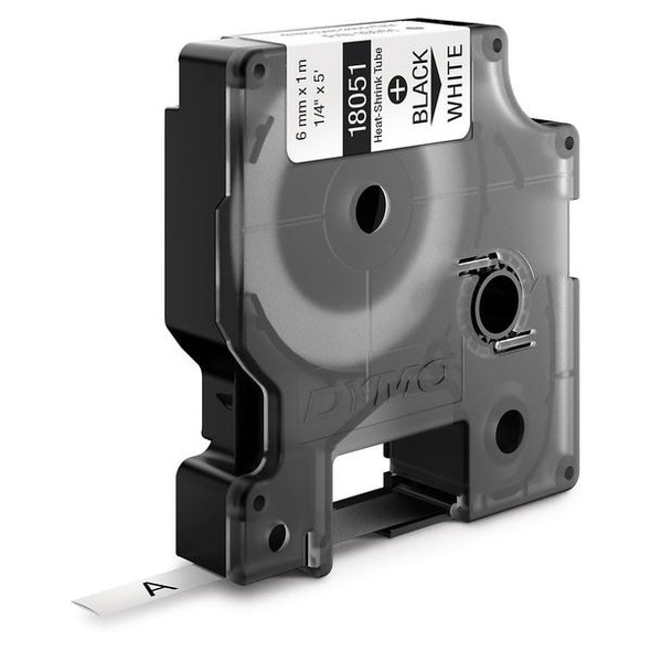 Rhino Continuous Label Roll Cartridge, Single Side, Polyolefin, 1/4 in x 5 ft, Black on White, Gloss