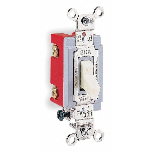 Hubbell Wiring Device-Kellems Wall Switch,White,20 A;Back; Side,3-Way HBL1223W