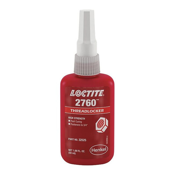 Threadlocker, LOCTITE 2760, Red, High Strength, Liquid, 10 mL Bottle
