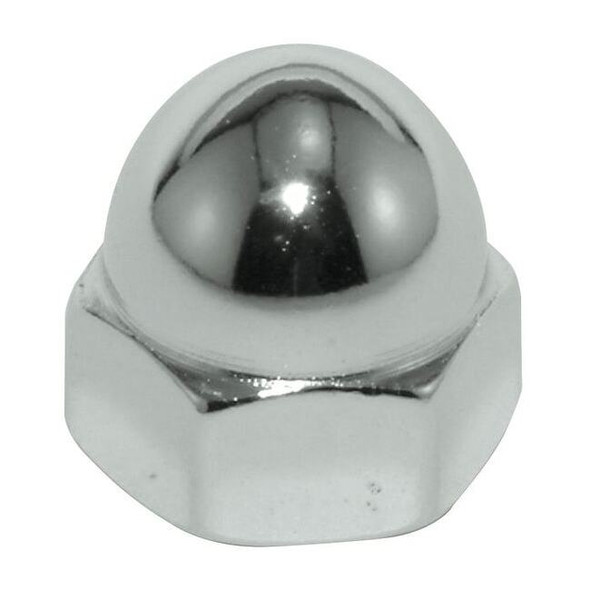 Low Crown Cap Nut, 1/4"-20, Brass, Plain, 15/32 in H, 10 PK