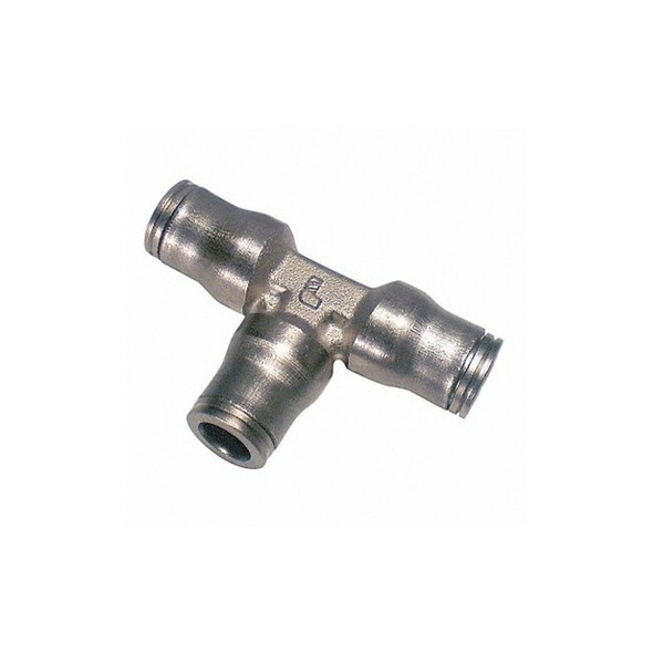 Legris Push-Fit Tee Fitting, 1/2 in Tube Size, Brass, Silver 3604 62 00