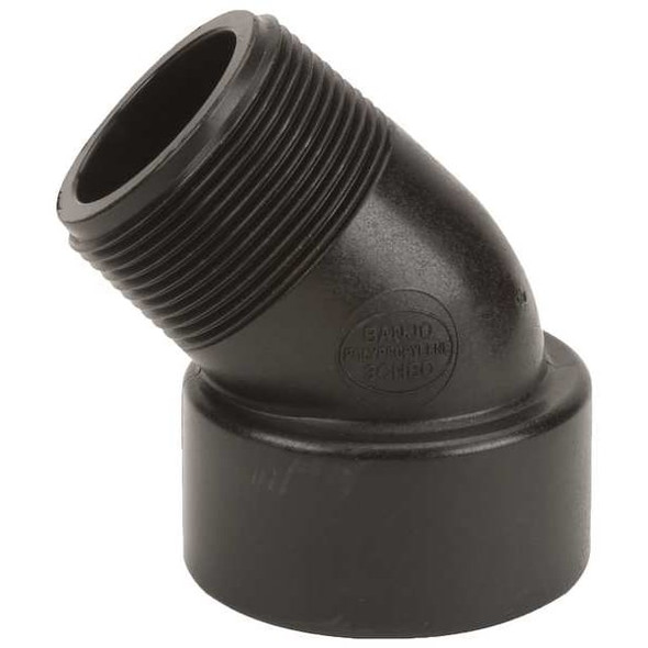 45 Degree Street Elbow, Polypropylene, 1-1/2", Schedule 80, 300 psi Max Pressure