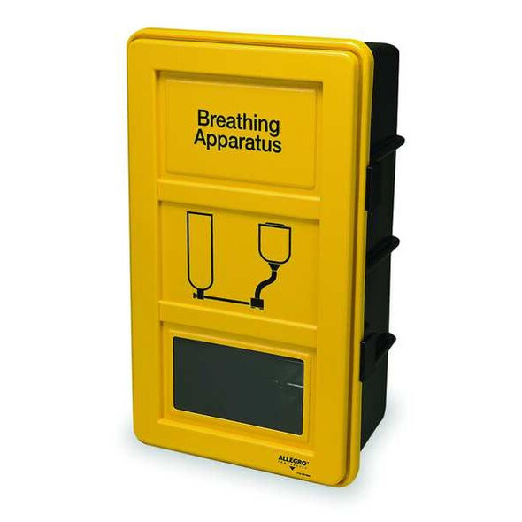 SCBA Wall Cabinet, Plastic, 20 in W x 32 1/2 in H x 13 in D, Black/Yellow