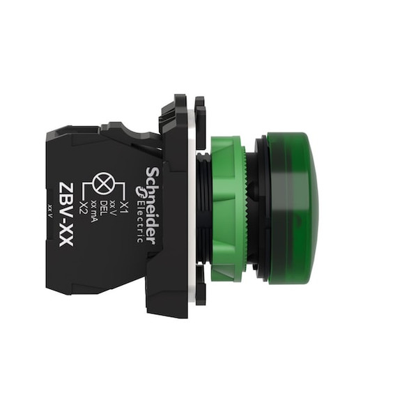 Schneider Electric Pilot Light, Green, 22mm, LED XB5AVG3 Schneider Electric Pilot Light, Green, 22mm, LED XB5AVG3