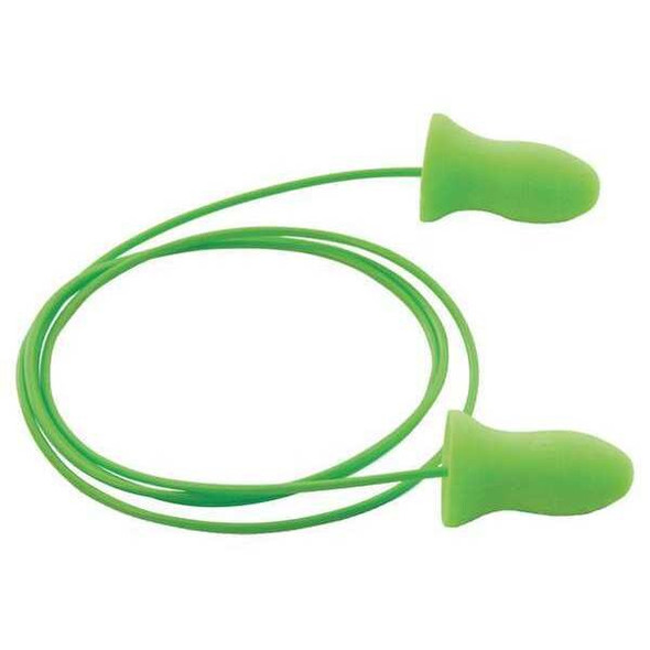 Meteors(R) Disposable Foam Ear Plugs, Bell Shape, 33 dB, Green, 100 PK