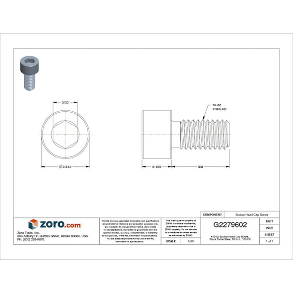 #10-32 Socket Head Cap Screw, Socket, Black Oxide Alloy Steel, 3/8 in Length, 100 PK