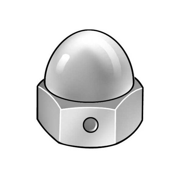 Cap Nut, 1/4"-20, 18-8 Stainless Steel, Plain, 15/32 in H, 10 PK