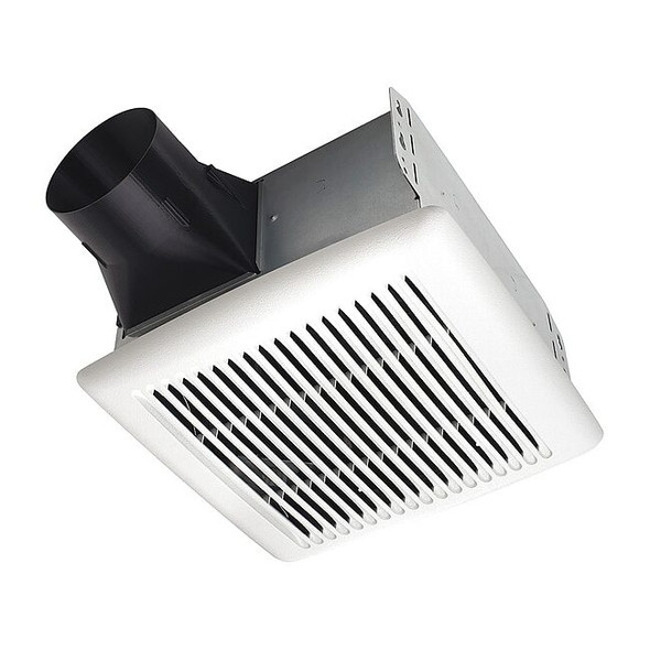 Ceiling Bathroom Fan, 80 cfm cfm, 4 in Duct Dia., 120V AC, Energy Star Certified