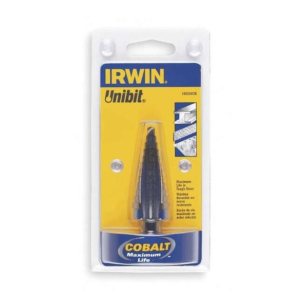 Irwin Step Cone Drill,3/16in to 1/2in,Cobalt 10232cb