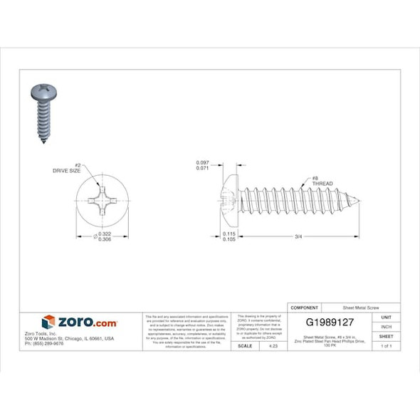 Manufacturer Varies Sheet Metal Screw,Pan,#8,3/4 in.,PK100 U26660.016.0075 Manufacturer Varies Sheet Metal Screw,Pan,#8,3/4 in.,PK100 U26660.016.0075