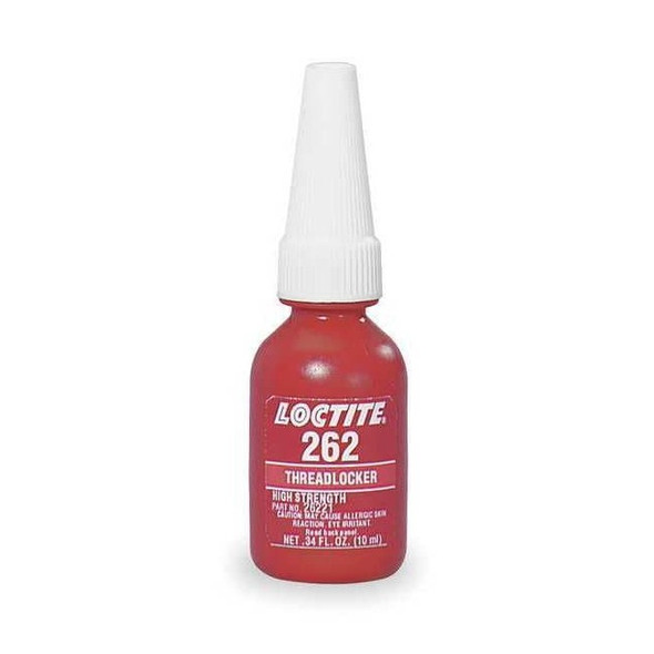 Threadlocker, LOCTITE 262, Red, High Strength, Liquid, 10 mL Bottle