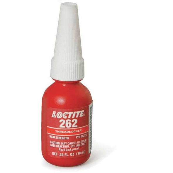 Loctite Threadlocker, LOCTITE 262, Red, High Strength, Liquid, 10 mL Bottle 231926