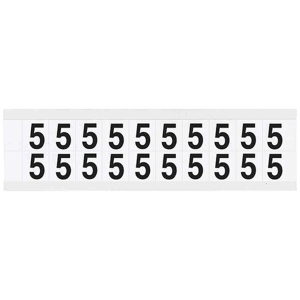 Brady Number Label, 5, 3/4in.Hx21/32in.W, Vinyl 9712-5
