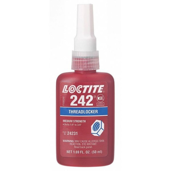 Threadlocker, LOCTITE 242, Blue, Medium Strength, Liquid, 250 mL Bottle