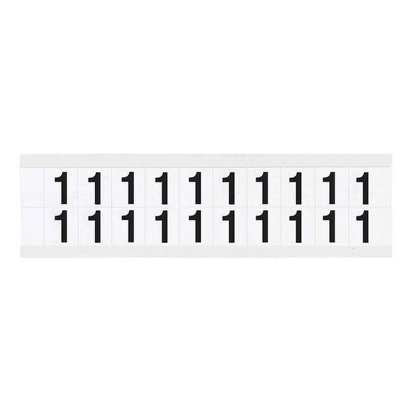 Brady Number Label, 1, 3/4in.Hx21/32in.W, Vinyl 9712-1
