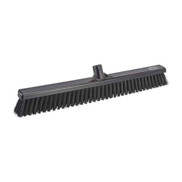 24 in Sweep Face Broom Head, Soft/Stiff Combination, Synthetic, Black